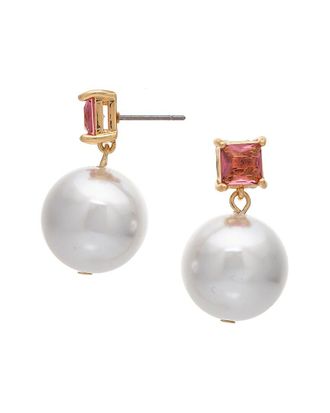 Rivka Friedman 18K Plated 15Mm Pearl Cz Earrings