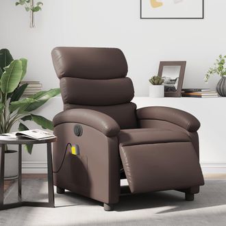 vidaXL Vidaxl - Sill&oacute;n De Masaje Reclinable El&eacute;ctrico Cuero Sint&eacute;tico Marr&oacute;n