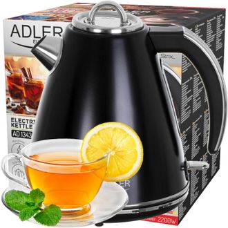Adler Europe Ad 1343 Strix - Hervidor De Agua (metal, 1,5 L), Color Negro