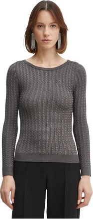 Guess Josie Bootnek Trui - Dames - Ronde hals truien - Grijs - M - Polyester - Truien & Vesten