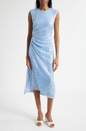 Veronica Beard Kimberly Side Ruched Sequin Sheath Dress in Blue Jay at Nordstrom, Size 10