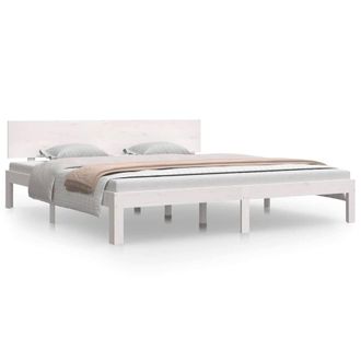 Berkfield Home Bed Frame White Solid Wood 180x200 cm Super King Size