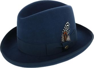 Epoch Hats Company Mens Wool Felt Homburg Godfather Hat with Feather