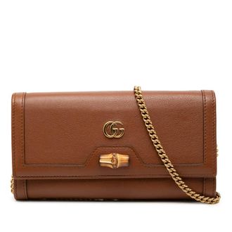 Gucci Pre-owned Gucci Calfskin Bamboo Diana Wallet on Chain Ladies G4JCX7XF4ZV1F60G