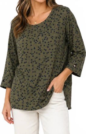 Multiples Elise Scoop Neck Blouse In Olive