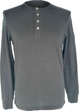 Tom Ford Henley Long Sleeve T-Shirt in Black Cotton