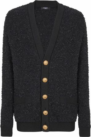 Balmain Tweed Gebreide Vest - Heren - Vesten - Zwart - L - Tweed - Truien & Vesten