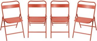 Sweeek Silla de jard&iacute;n plegable de acero, set de 4, terracotta