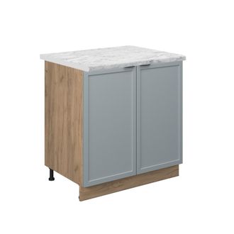 Vicco Armario Bajo Para Fregadero Fame-line, Azul Claro-gris, 80 Cm, Et M&aacute;rmol Vicco