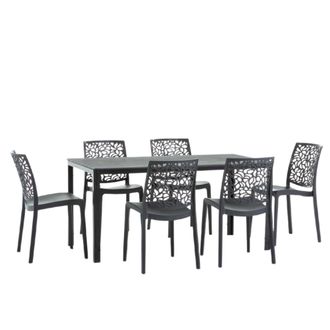 Siediti Fuori e Dentro Conjunto de jard&iacute;n mesa rectangular antracita + 6 sillas antracita