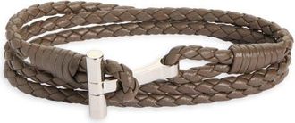 Tom Ford Mens Scoubidou Braided Leather Bracelet in Tbg Smoke Grey at Nordstrom, Size X-Large