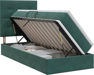 vidaXL Cama Con Almacenamiento Y Colch&oacute;n Verde Oscuro 100 X 200 Cm Vidaxl
