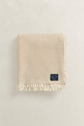 GANT Home decor Waffle Textured Cotton Throw (130x200) FADED BEIGE