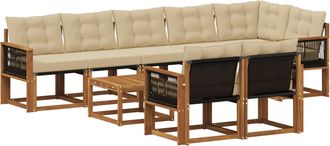 vidaXL Conjunto De Sof&aacute;s De Exterior 9 Uds. Natural Y Beige Vidaxl