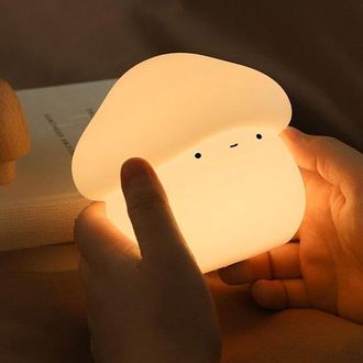 OEM L&aacute;mpara De Noche Infantil Con Forma De Seta, L&aacute;mpara De Mesita De Noche De Silicona, Luz Nocturna Led Recargable, Regulable Mediante Tacto