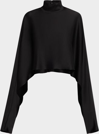 Sally Lapointe Satin Crop Caftan Top