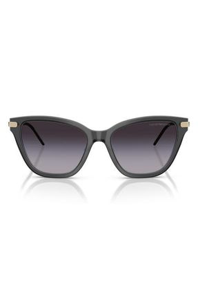 Emporio Armani 56mm Gradient Cat Eye Sunglasses in Opal Grey/grey Gradient at Nordstrom