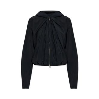 Alexander Wang Alexander Wang, Light Jackets, female, Black, Size: XS Draped Zip-Up Hooded Sweatshirt