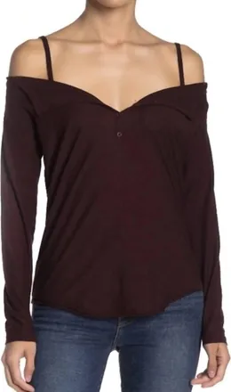 Nation Ltd Womens Harlow Long Sleeve Top In Burgundy