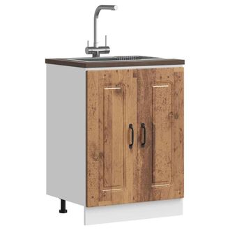 Berkfield Home Sink Base Cabinet Kalmar Old Wood 60x46x81.5 cm Engineered Wood in Brown
