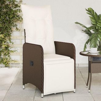 vidaXL Sill&oacute;n Reclinable De Jard&iacute;n Con Cojines Rat&aacute;n Sint&eacute;tico Marr&oacute;n Vidaxl