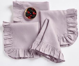 Solino Home Linen Dinner Napkins Set of 4, 20 x 20 Inch for Dining Table, Holiday and Everyday Table Decor - Gabrielle Ruffle in Lilac at Nordstrom