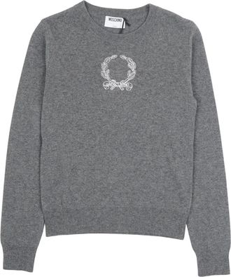 Moschino Rondgebreide trui - Dames - Ronde hals truien - Grijs - S - Truien & Vesten