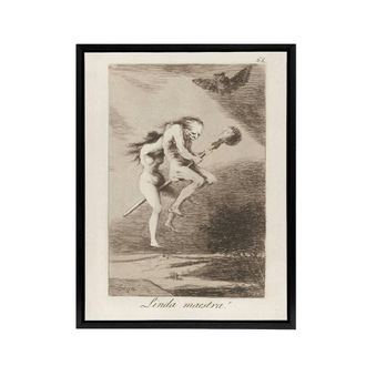 Artery8 Spanish Teacher Witches Broom Francisco Goya Framed Canvas Wall Art in Grey | Size: W24 x H32