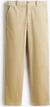 H&M Regular Fit Corduroy Trousers in Beige at Nordstrom, Size 36