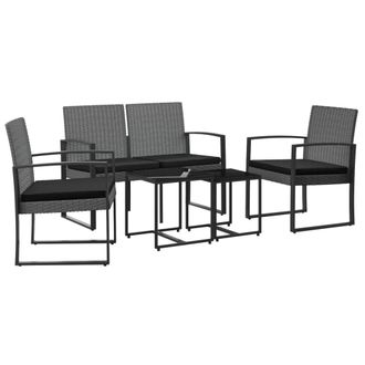 vidaXL Set Comedor Jard&iacute;n 5 Pzas Cojines Pp Aspecto Rat&aacute;n Gris Oscuro Vidaxl
