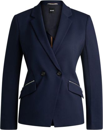 BOSS Slim-fit blazer with zipped pockets