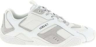 Versace Calfskin Suede Technical Sneakers - Heren - Sneakers - Wit - 44 EU - Leer - Schoenen