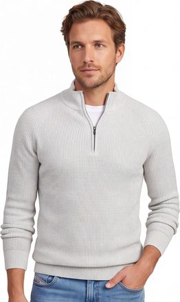 Gentiluomo half zip trui lichtgrijs katoen