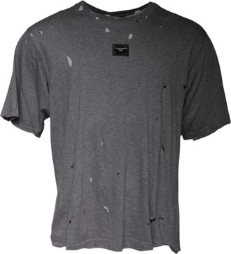 Dolce & Gabbana Mens Gray Logo Crew Neck Short Sleeves T-Shirt Cotton