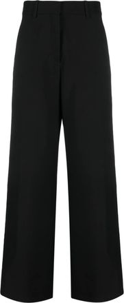 Off-white high-waisted wide-leg trousers - women - Cotton/Polyester/Virgin Wool - 40 - Black