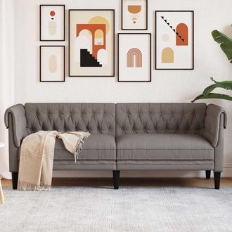 vidaXL Vidaxl - Sof&aacute; Chesterfield De 3 Plazas Tela Gris Taupe