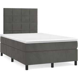 vidaXL Cama Box Spring Con Colch&oacute;n Terciopelo Gris Oscuro 120x190 Cm Vidaxl