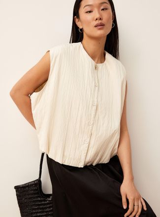 Icone Womens Pleated texture sleeveless bubble vest