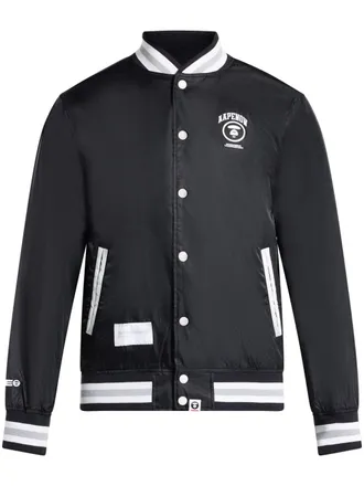 Aape By A Bathing Ape logo-appliqu&eacute; bomber jacket - men - Nylon - M - Black