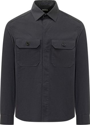 Ermenegildo Zegna Blue Regular Solid Shirt