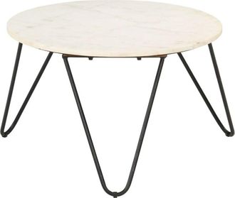 vidaXL Coffee Table White 65x65x42 cm Real Stone with Marble Texture Vidaxl