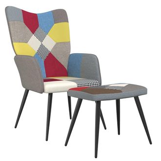 vidaXL Silla De Relax Con Taburete Tela Patchwork Vidaxl
