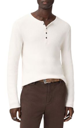 John Varvatos Javis Organic Cotton & Cashmere Rib Henley in Salt at Nordstrom, Size X-Large