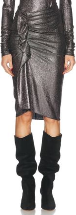 Isabel Marant Dolene Skirt In Metallic Black