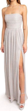 Black Halo Eartha Long Gown Dress In Cream/gold