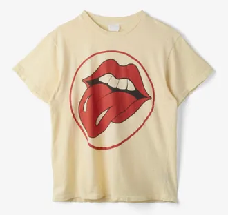 MadeWorn Unisex Rolling Stones Crop Tee In Yellow