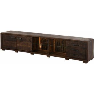 Massivmoebel24 bark 216 Mobile tv in legno di acacia - laccato / marrone scuro 235x40x47