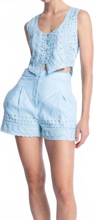 Karina Grimaldi Aruba Embroidered Vest In Aqua