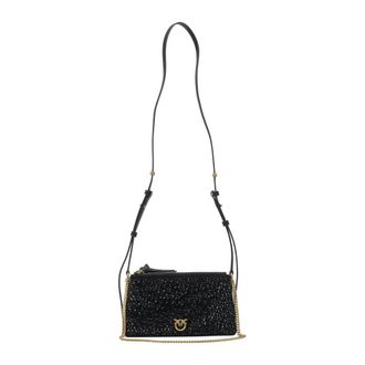 Pinko Mini Double Bag - Dames - Schoudertassen - Zwart - ONE Size - Leer - Tassen