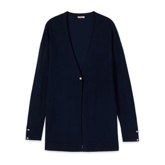 Oltre Cardigan Lungo - - Knitwear - Donna - Blu - M